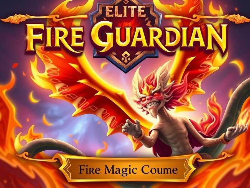 Elite Fire Guardian game banner showing fire magic and mythical creatures